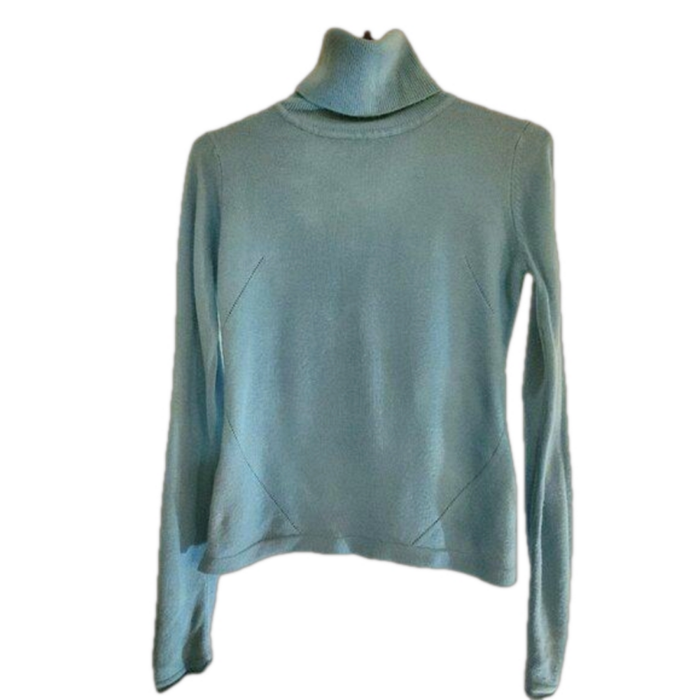 BCBG Maxazria Sweater - Lightweight Turtleneck Turquoise Size Small EUC